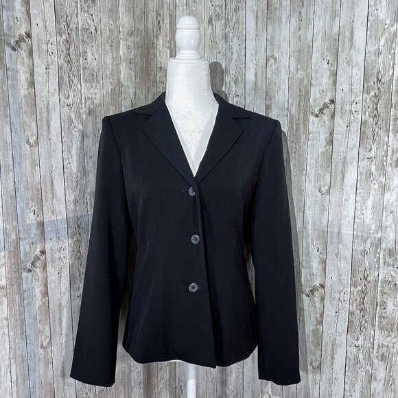 Women's Rafaella Long Sleeve Blazer | Collared | Button | Size 6 | Black | Lined - Picture 1 of 16